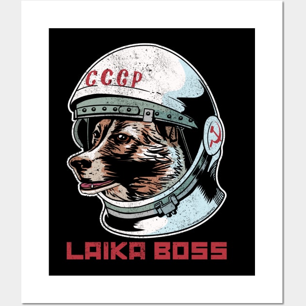 Laika Boss Cosmonaut Space Dog Wall Art by ThreadWeird Apparel Company